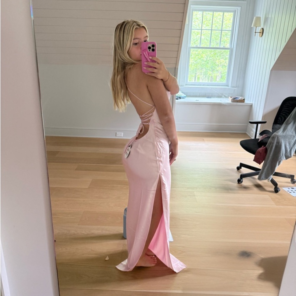 Pink silk/satin prom dress
